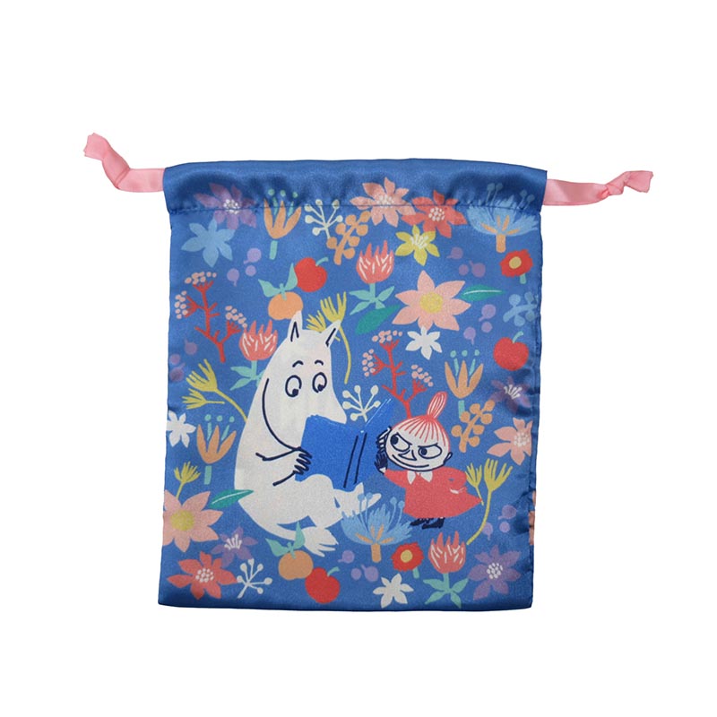 MOOMIN リボン巾着 お花畑と本